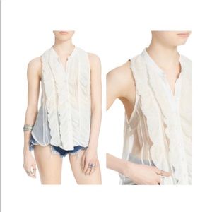 Free People Sleeveless Chiffon Ruffle Tank